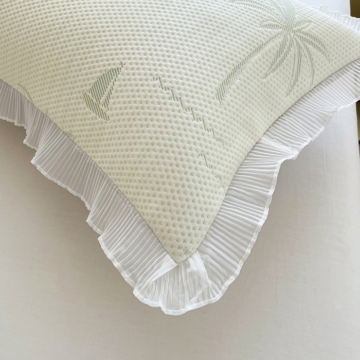 91家纺网 家纺一手货源 找家纺 雨彤家纺 2025新款冰豆豆蕾丝花边双人长枕套单品枕套枕套单件 一帆风顺-浅绿