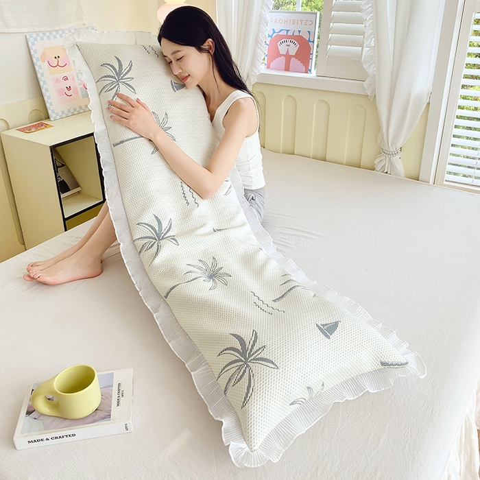 91家纺网 家纺一手货源 找家纺 雨彤家纺 2025新款冰豆豆蕾丝花边双人长枕套单品枕套枕套单件 一帆风顺-兰