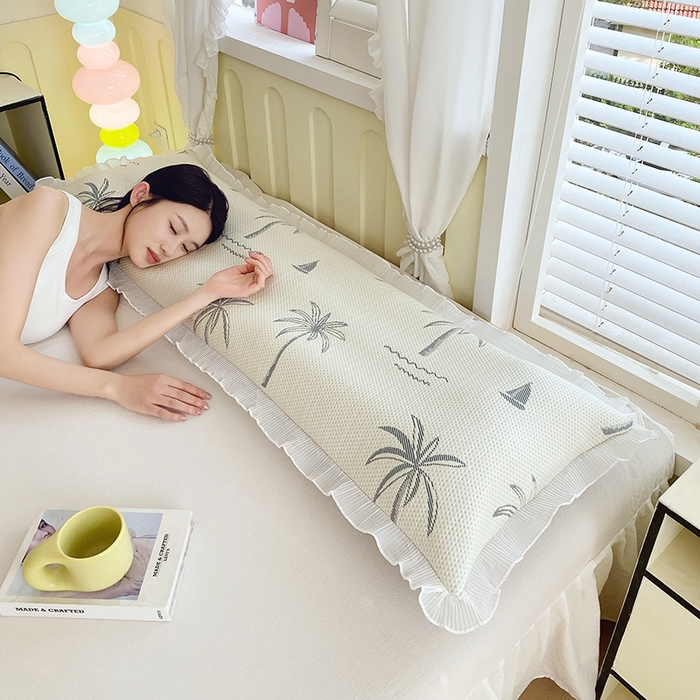 91家纺网 家纺一手货源 找家纺 雨彤家纺 2025新款冰豆豆蕾丝花边双人长枕套单品枕套枕套单件 一帆风顺-兰