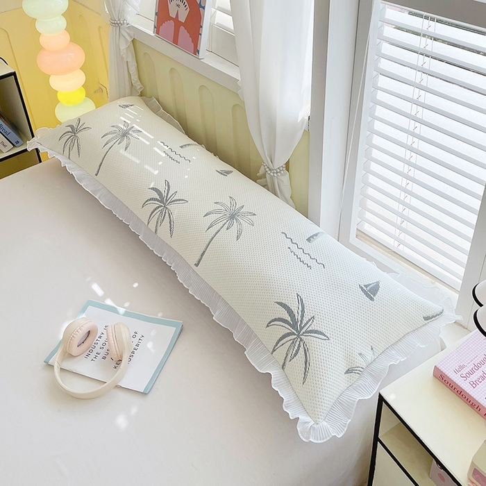 91家纺网 家纺一手货源 找家纺 雨彤家纺 2025新款冰豆豆蕾丝花边双人长枕套单品枕套枕套单件 一帆风顺-兰