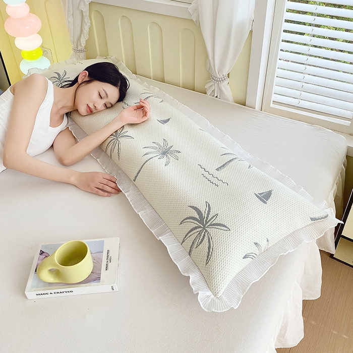 91家纺网 家纺一手货源 找家纺 雨彤家纺 2025新款冰豆豆蕾丝花边双人长枕套单品枕套枕套单件 一帆风顺-兰