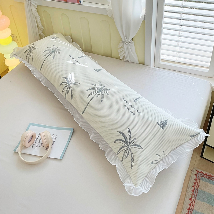 91家纺网 家纺一手货源 找家纺 雨彤家纺 2025新款冰豆豆蕾丝花边双人长枕套单品枕套枕套单件 一帆风顺-兰