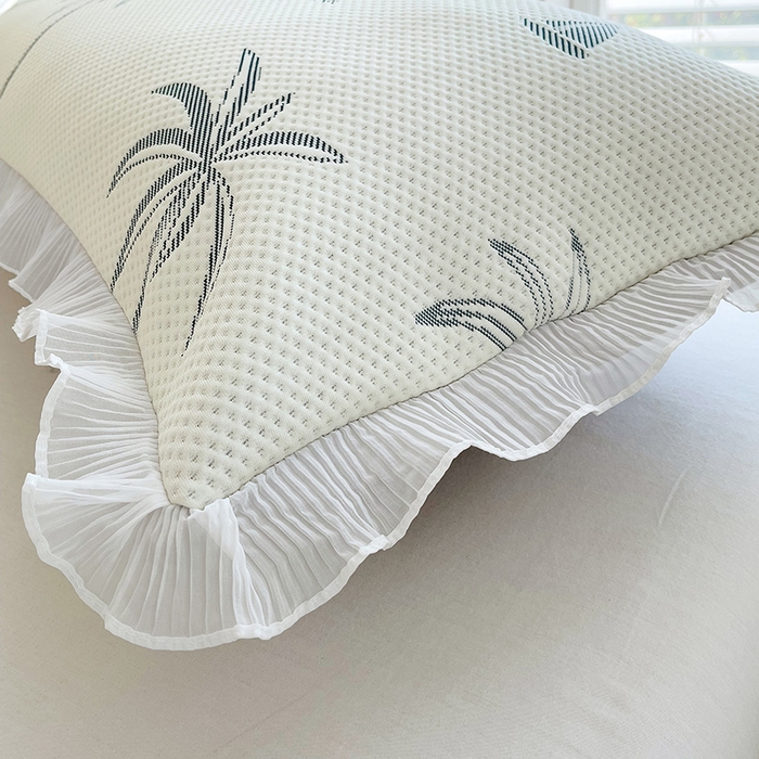 91家纺网 家纺一手货源 找家纺 雨彤家纺 2025新款冰豆豆蕾丝花边双人长枕套单品枕套枕套单件 一帆风顺-兰