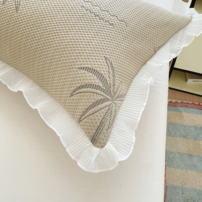 91家纺网 家纺一手货源 找家纺 雨彤家纺 2025新款冰豆豆蕾丝花边双人长枕套单品枕套枕套单件 一帆风顺-咖