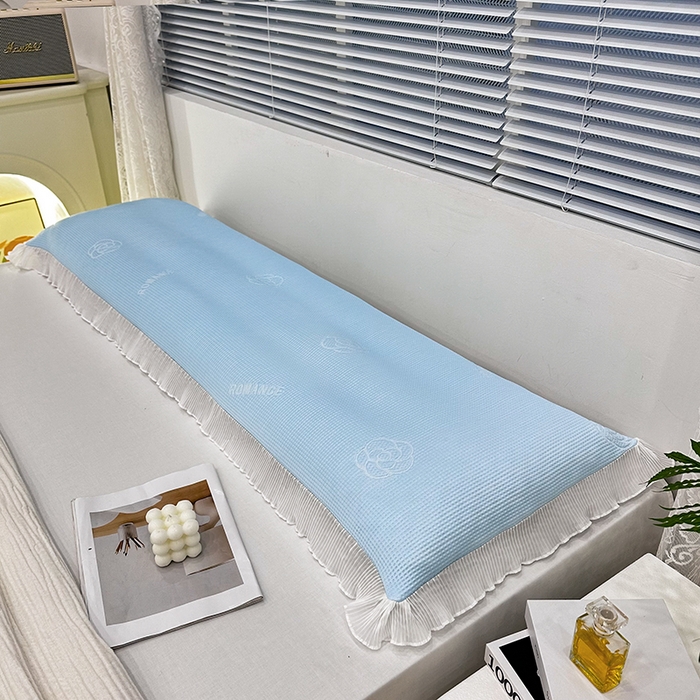 91家纺网 家纺一手货源 找家纺 雨彤家纺 2025新款冰豆豆蕾丝花边双人长枕套单品枕套枕套单件 山茶花-冰雪兰