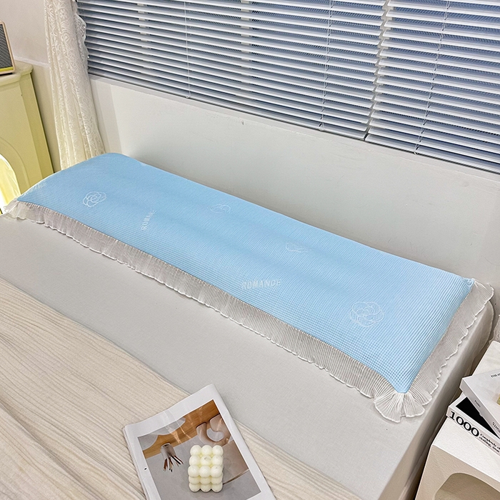 91家纺网 家纺一手货源 找家纺 雨彤家纺 2025新款冰豆豆蕾丝花边双人长枕套单品枕套枕套单件 山茶花-冰雪兰