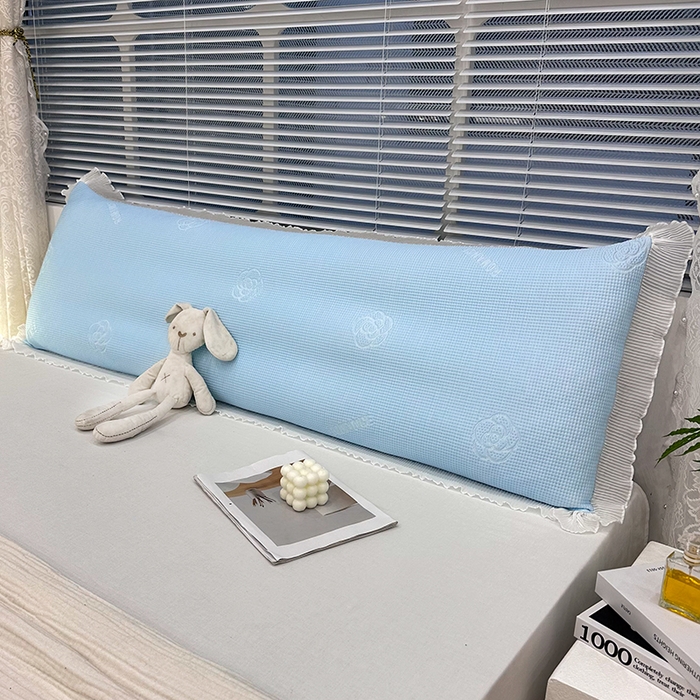 91家纺网 家纺一手货源 找家纺 雨彤家纺 2025新款冰豆豆蕾丝花边双人长枕套单品枕套枕套单件 山茶花-冰雪兰