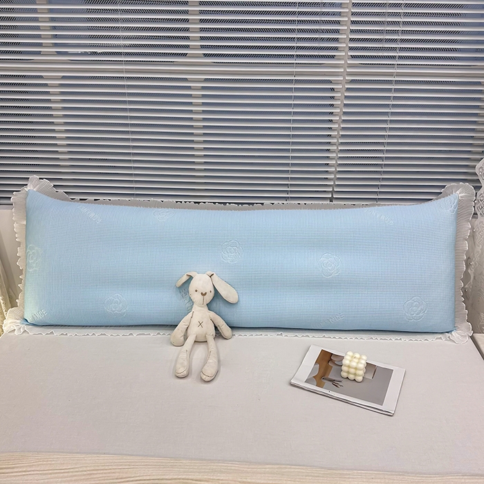 91家纺网 家纺一手货源 找家纺 雨彤家纺 2025新款冰豆豆蕾丝花边双人长枕套单品枕套枕套单件 山茶花-冰雪兰