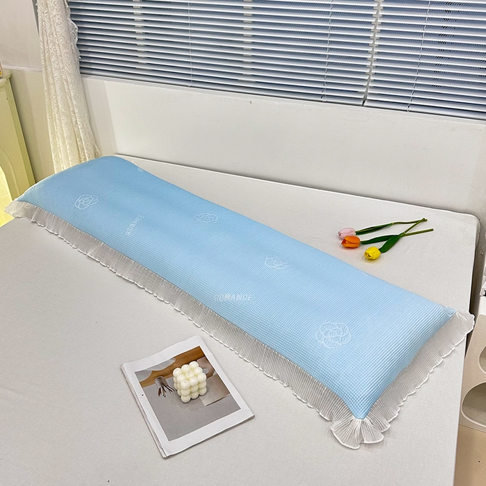 91家纺网 家纺一手货源 找家纺 雨彤家纺 2025新款冰豆豆蕾丝花边双人长枕套单品枕套枕套单件 山茶花-冰雪兰