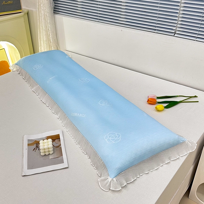 91家纺网 家纺一手货源 找家纺 雨彤家纺 2025新款冰豆豆蕾丝花边双人长枕套单品枕套枕套单件 山茶花-冰雪兰