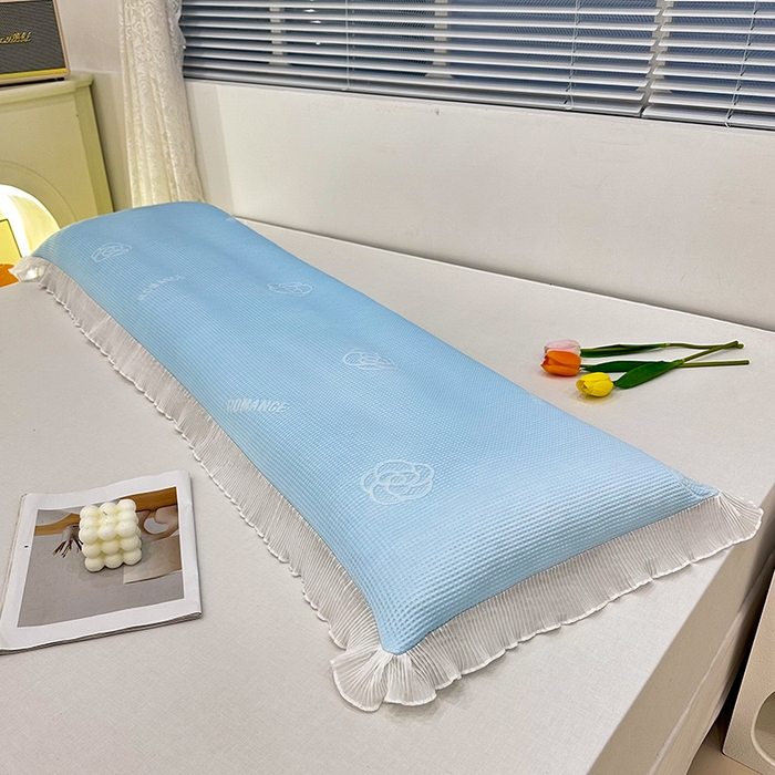 91家纺网 家纺一手货源 找家纺 雨彤家纺 2025新款冰豆豆蕾丝花边双人长枕套单品枕套枕套单件 山茶花-冰雪兰