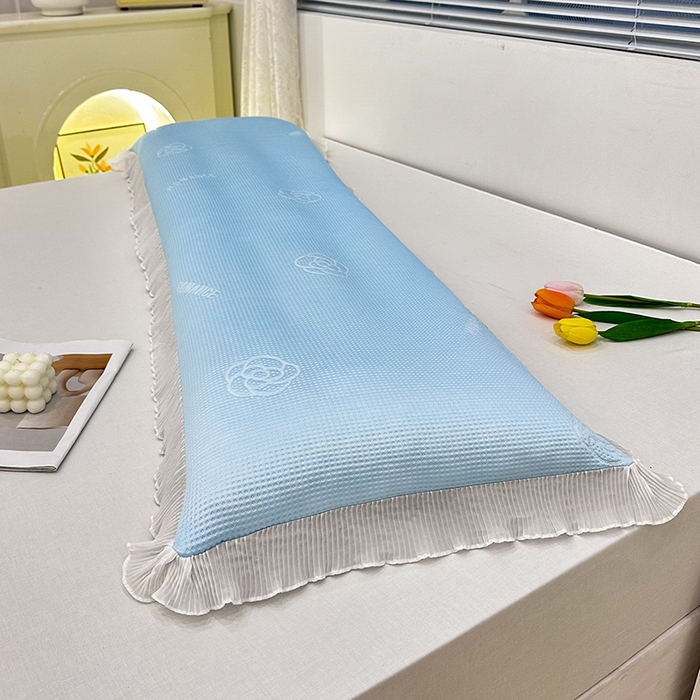 91家纺网 家纺一手货源 找家纺 雨彤家纺 2025新款冰豆豆蕾丝花边双人长枕套单品枕套枕套单件 山茶花-冰雪兰