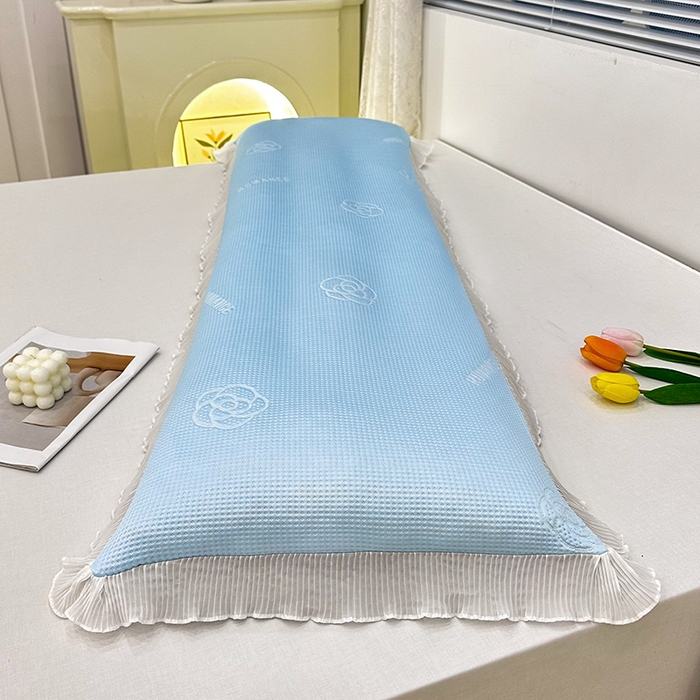 91家纺网 家纺一手货源 找家纺 雨彤家纺 2025新款冰豆豆蕾丝花边双人长枕套单品枕套枕套单件 山茶花-冰雪兰