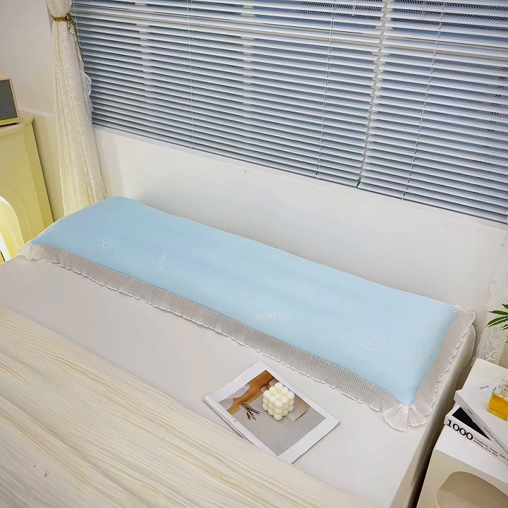 91家纺网 家纺一手货源 找家纺 雨彤家纺 2025新款冰豆豆蕾丝花边双人长枕套单品枕套枕套单件 山茶花-冰雪兰