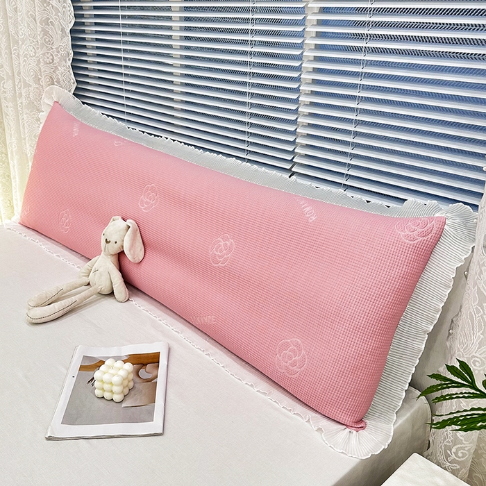 91家纺网 家纺一手货源 找家纺 雨彤家纺 2025新款冰豆豆蕾丝花边双人长枕套单品枕套枕套单件 山茶花-粉