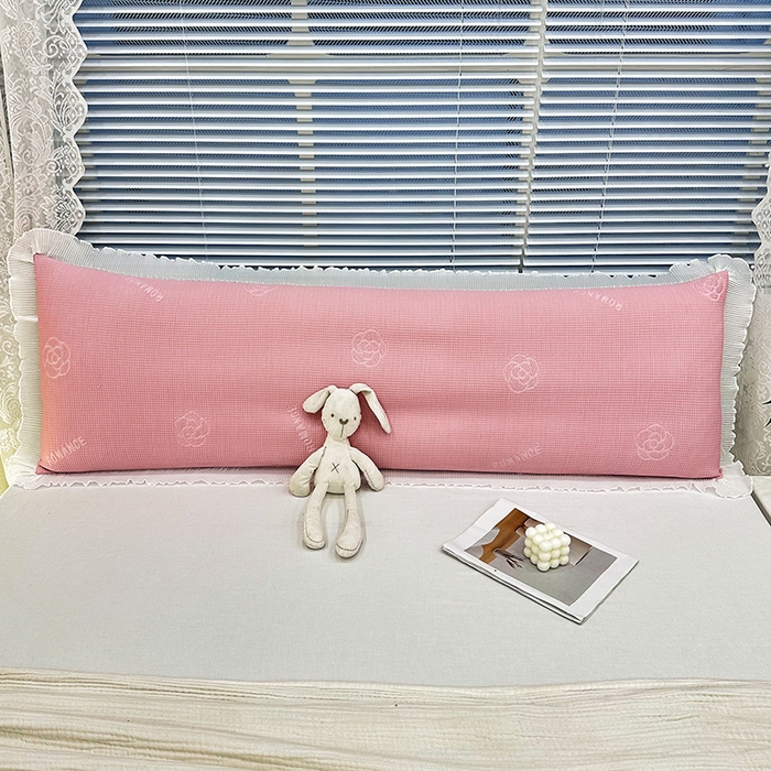 91家纺网 家纺一手货源 找家纺 雨彤家纺 2025新款冰豆豆蕾丝花边双人长枕套单品枕套枕套单件 山茶花-粉