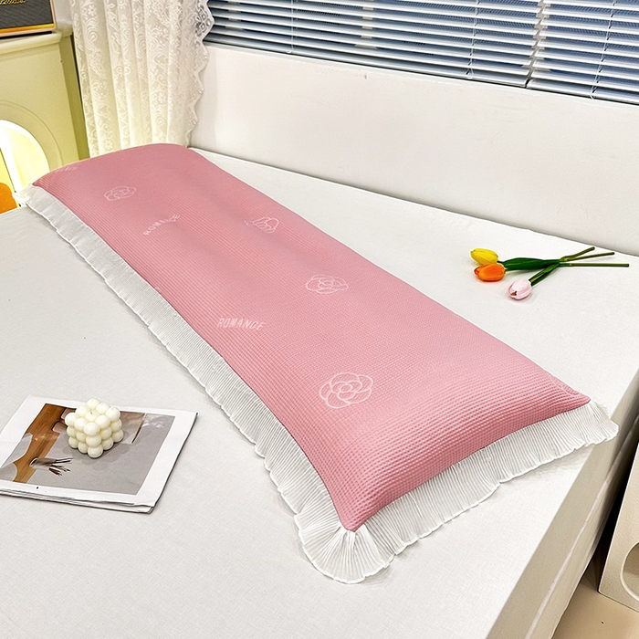 91家纺网 家纺一手货源 找家纺 雨彤家纺 2025新款冰豆豆蕾丝花边双人长枕套单品枕套枕套单件 山茶花-粉