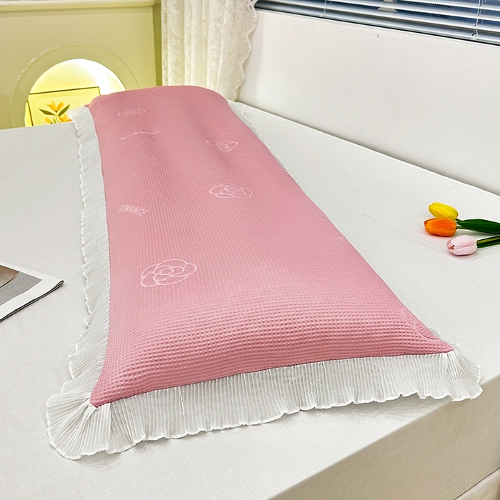 91家纺网 家纺一手货源 找家纺 雨彤家纺 2025新款冰豆豆蕾丝花边双人长枕套单品枕套枕套单件 山茶花-粉