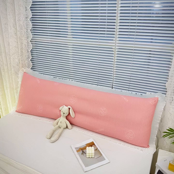 91家纺网 家纺一手货源 找家纺 雨彤家纺 2025新款冰豆豆蕾丝花边双人长枕套单品枕套枕套单件 山茶花-粉