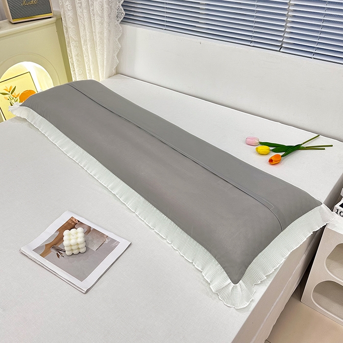 91家纺网 家纺一手货源 找家纺 雨彤家纺 2025新款冰豆豆蕾丝花边双人长枕套单品枕套枕套单件 山茶花-绿