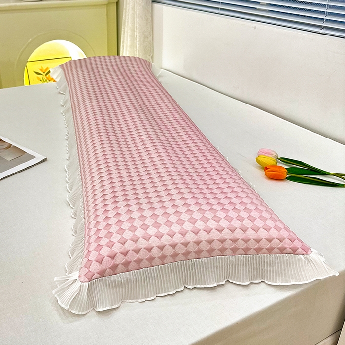 91家纺网 家纺一手货源 找家纺 雨彤家纺 2025新款冰豆豆蕾丝花边双人长枕套单品枕套枕套单件 小菱形-粉