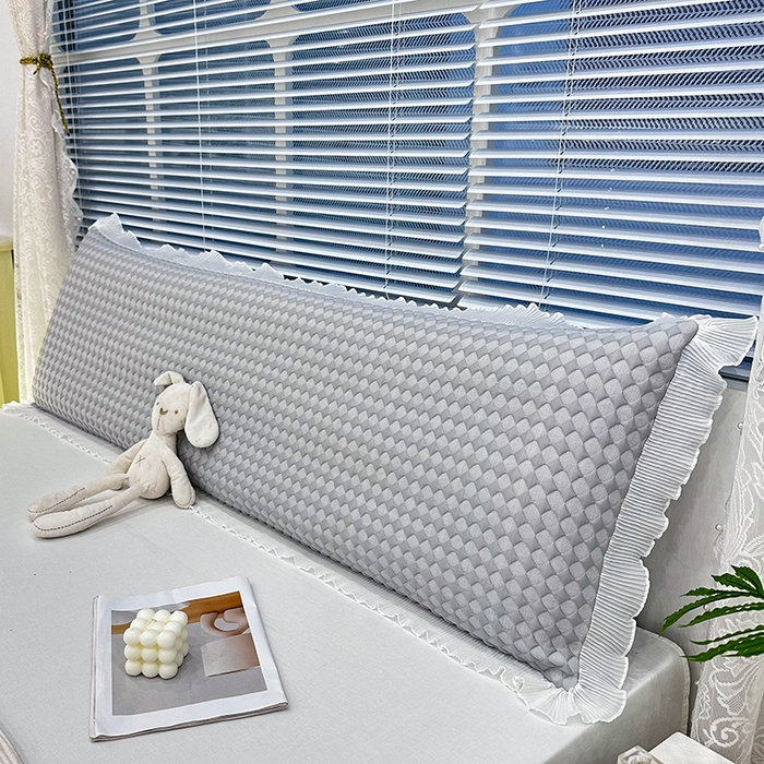 雨彤家纺 2025新款冰豆豆蕾丝花边双人长枕套单品枕套枕套单件 小菱形-灰