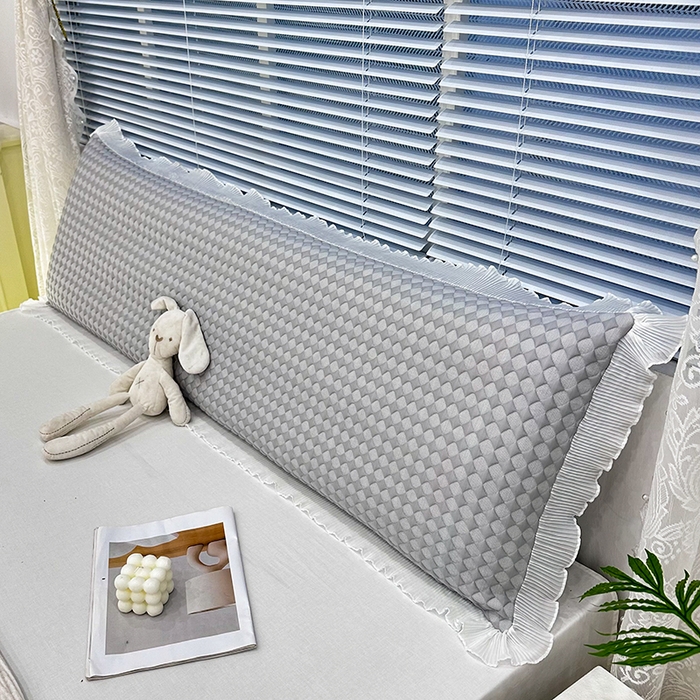 91家纺网 家纺一手货源 找家纺 雨彤家纺 2025新款冰豆豆蕾丝花边双人长枕套单品枕套枕套单件 小菱形-灰