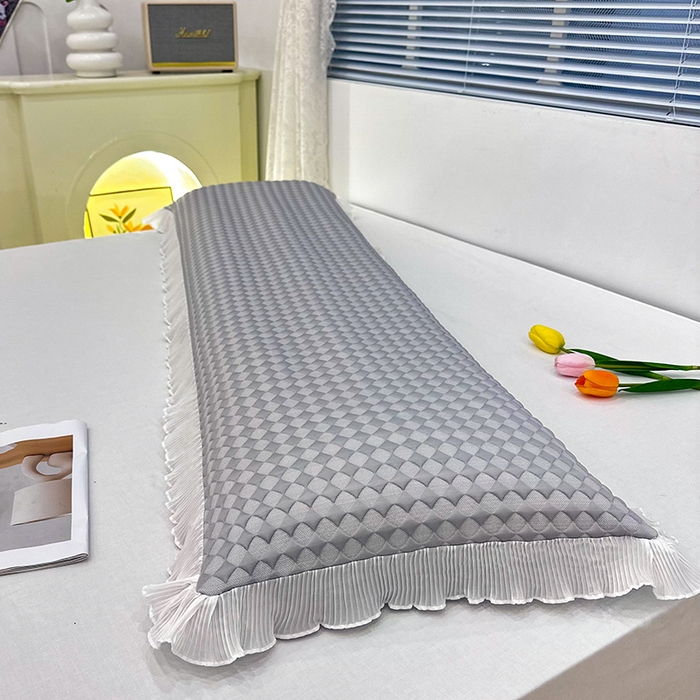 91家纺网 家纺一手货源 找家纺 雨彤家纺 2025新款冰豆豆蕾丝花边双人长枕套单品枕套枕套单件 小菱形-灰