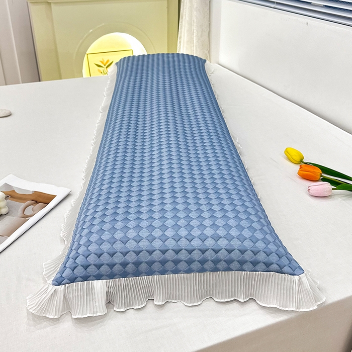 91家纺网 家纺一手货源 找家纺 雨彤家纺 2025新款冰豆豆蕾丝花边双人长枕套单品枕套枕套单件 小菱形-蓝