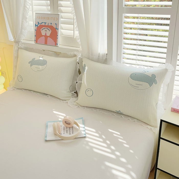 91家纺网 家纺一手货源 找家纺 （总）雨彤家纺 2025新款冰豆豆蕾丝花边单人枕套单品枕套枕套单件