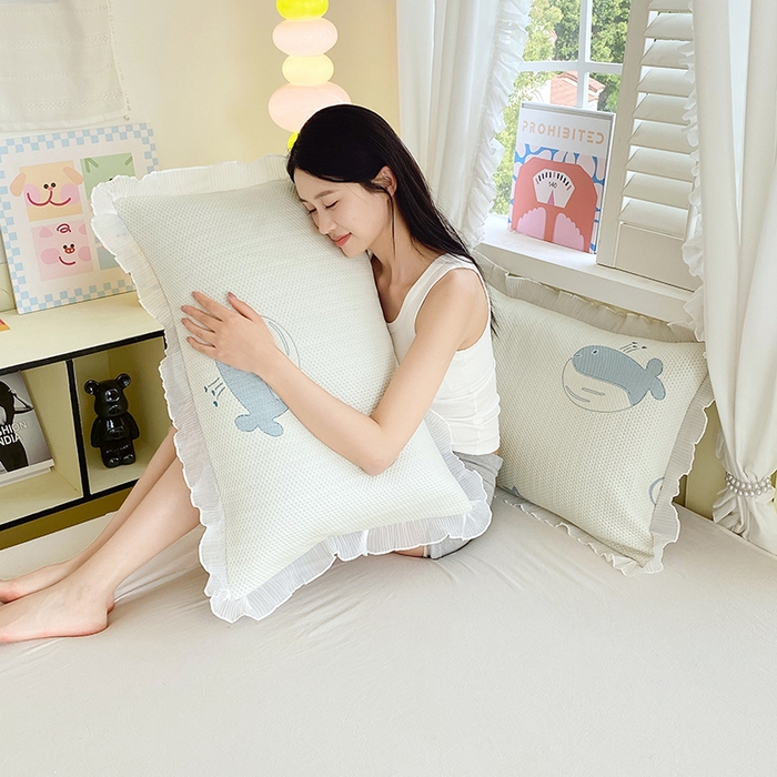 91家纺网 家纺一手货源 找家纺 （总）雨彤家纺 2025新款冰豆豆蕾丝花边单人枕套单品枕套枕套单件