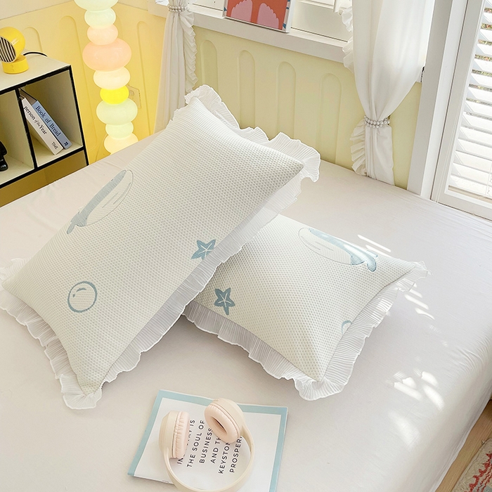 91家纺网 家纺一手货源 找家纺 （总）雨彤家纺 2025新款冰豆豆蕾丝花边单人枕套单品枕套枕套单件