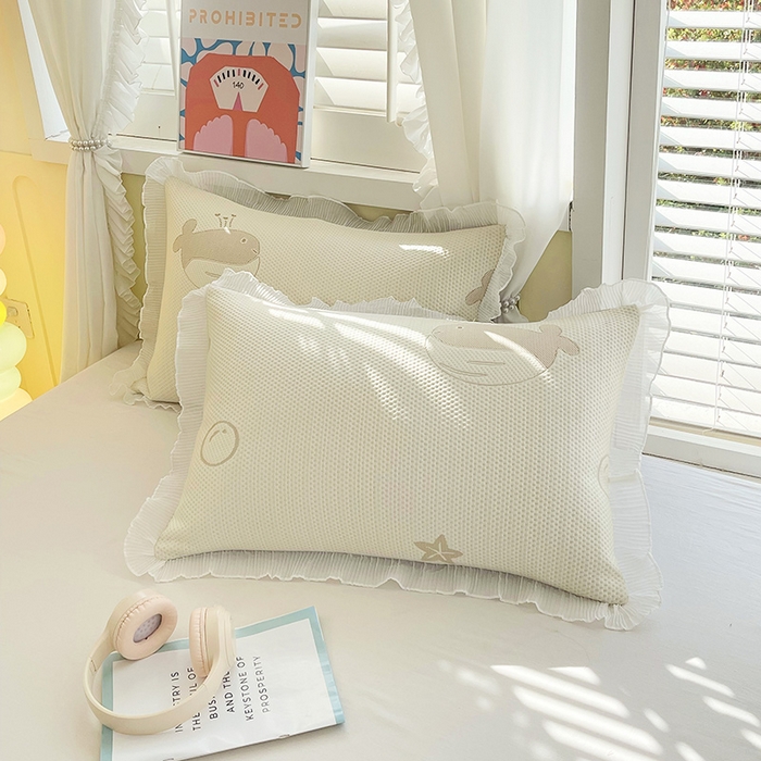 91家纺网 家纺一手货源 找家纺 （总）雨彤家纺 2025新款冰豆豆蕾丝花边单人枕套单品枕套枕套单件