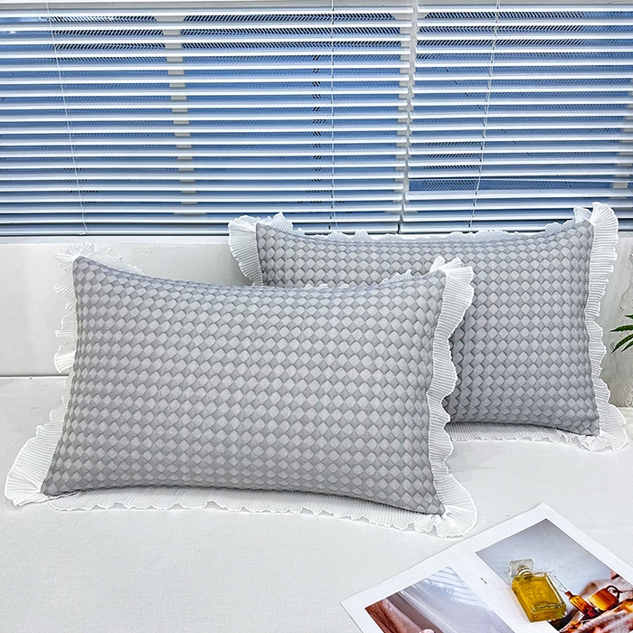 91家纺网 家纺一手货源 找家纺 （总）雨彤家纺 2025新款冰豆豆蕾丝花边单人枕套单品枕套枕套单件