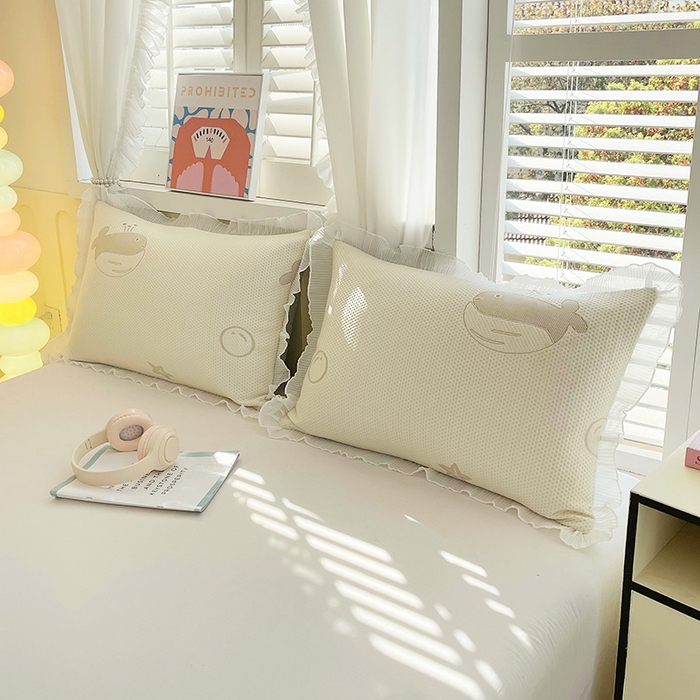 91家纺网 家纺一手货源 找家纺 雨彤家纺 2025新款冰豆豆蕾丝花边单人枕套单品枕套枕套单件 小鲸鱼-浅咖