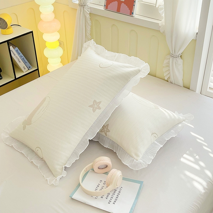 91家纺网 家纺一手货源 找家纺 雨彤家纺 2025新款冰豆豆蕾丝花边单人枕套单品枕套枕套单件 小鲸鱼-浅咖