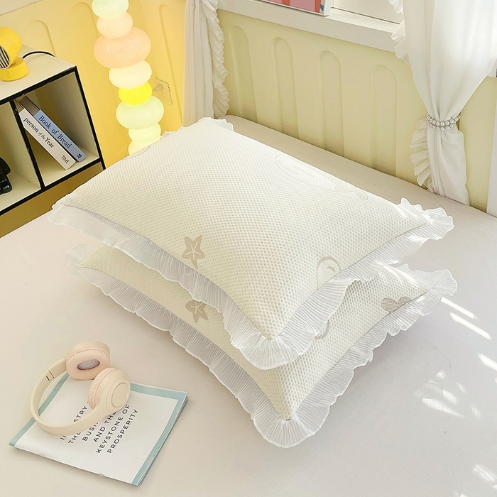 91家纺网 家纺一手货源 找家纺 雨彤家纺 2025新款冰豆豆蕾丝花边单人枕套单品枕套枕套单件 小鲸鱼-浅咖