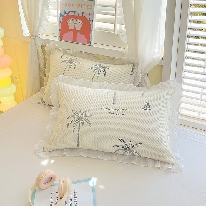 雨彤家纺 2025新款冰豆豆蕾丝花边单人枕套单品枕套枕套单件 一帆风顺-兰