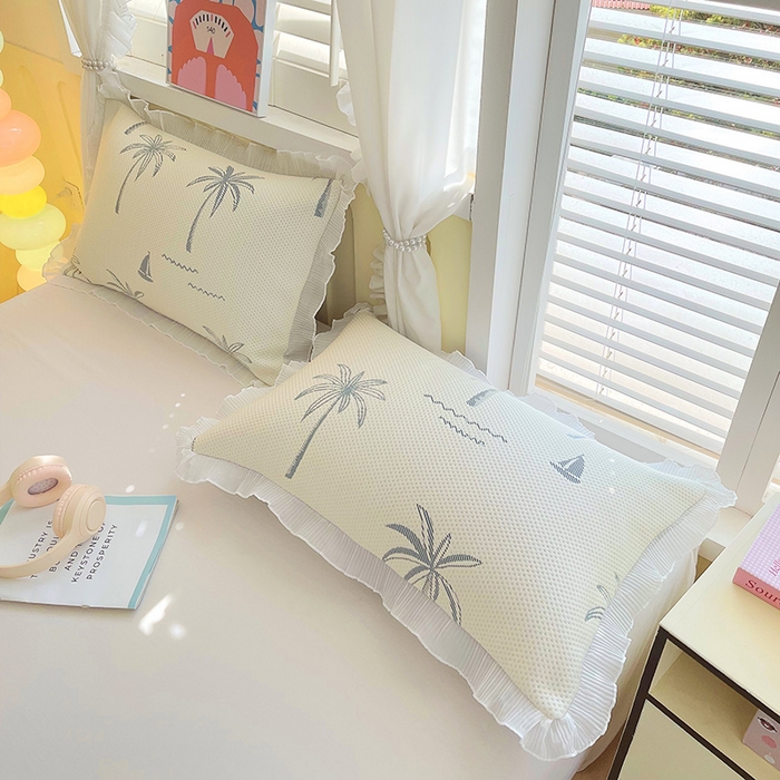 91家纺网 家纺一手货源 找家纺 雨彤家纺 2025新款冰豆豆蕾丝花边单人枕套单品枕套枕套单件 一帆风顺-兰