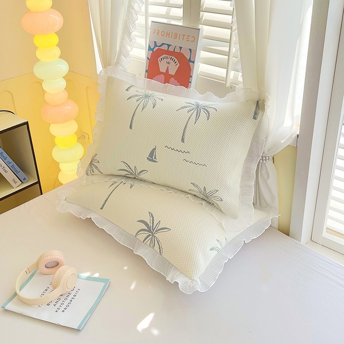 91家纺网 家纺一手货源 找家纺 雨彤家纺 2025新款冰豆豆蕾丝花边单人枕套单品枕套枕套单件 一帆风顺-兰