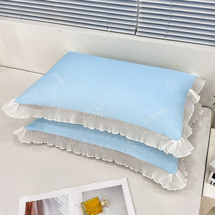 91家纺网 家纺一手货源 找家纺 雨彤家纺 2025新款冰豆豆蕾丝花边单人枕套单品枕套枕套单件 山茶花-冰雪兰