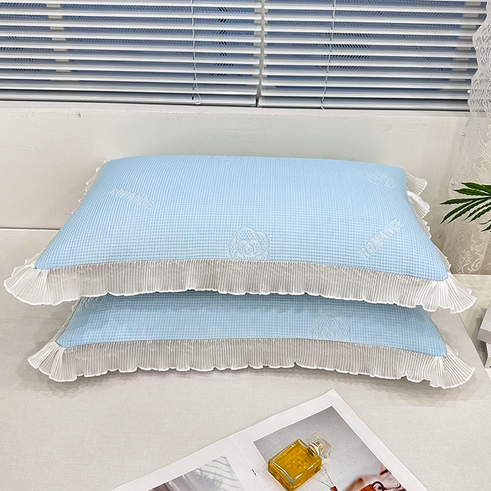 91家纺网 家纺一手货源 找家纺 雨彤家纺 2025新款冰豆豆蕾丝花边单人枕套单品枕套枕套单件 山茶花-冰雪兰