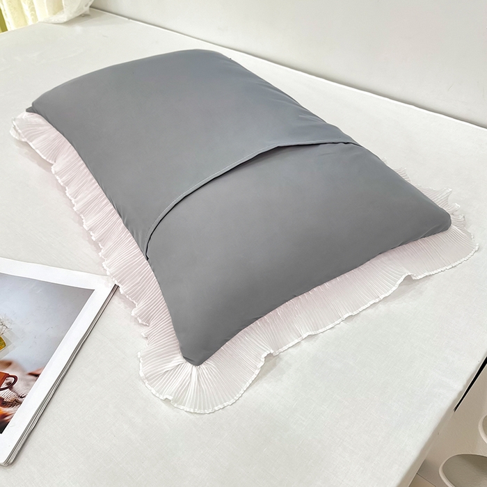 91家纺网 家纺一手货源 找家纺 雨彤家纺 2025新款冰豆豆蕾丝花边单人枕套单品枕套枕套单件 山茶花-粉