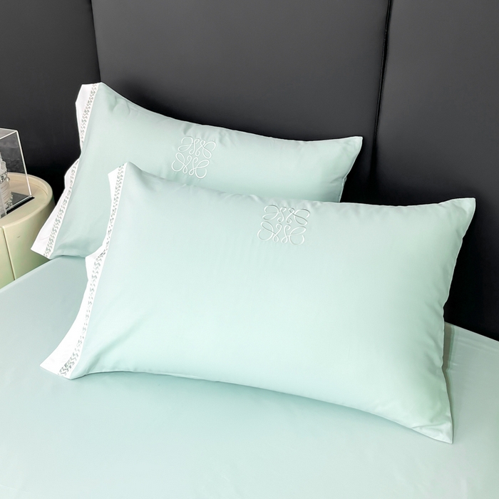 91家纺网 家纺一手货源 找家纺 梧桐家居 2025春夏新款全棉13374跑量罗伊儿四件套（退货不退礼盒） 罗伊儿-浅绿