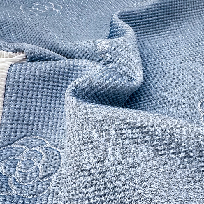 91家纺网 家纺一手货源 找家纺 雨彤家纺 2025新款冰豆豆蕾丝花边单人枕套单品枕套枕套单件 山茶花-湖蓝