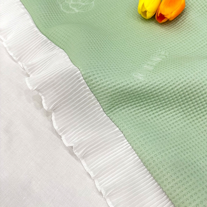 91家纺网 家纺一手货源 找家纺 雨彤家纺 2025新款冰豆豆蕾丝花边单人枕套单品枕套枕套单件 山茶花-绿