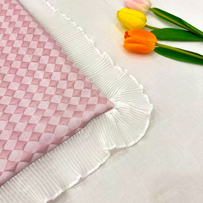 91家纺网 家纺一手货源 找家纺 雨彤家纺 2025新款冰豆豆蕾丝花边单人枕套单品枕套枕套单件 小菱形-粉