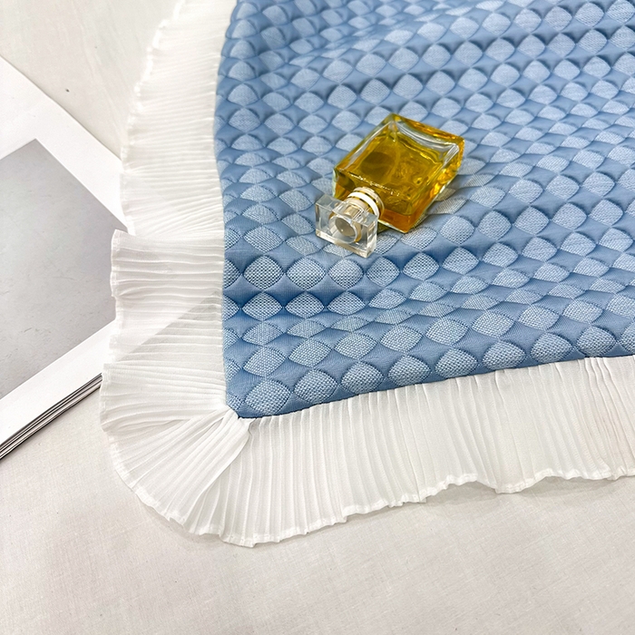 91家纺网 家纺一手货源 找家纺 雨彤家纺 2025新款冰豆豆蕾丝花边单人枕套单品枕套枕套单件 小菱形-蓝