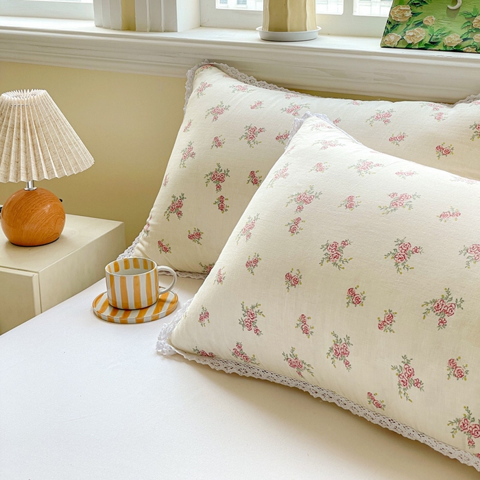 91家纺网 家纺一手货源 找家纺 亦帆枕芯 2025新款A类全棉双层纱花边枕头枕芯 花漾-A类全棉双层纱 48x74cm低枕/只