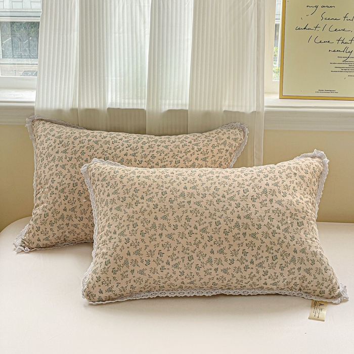 亦帆枕芯 2025新款A类全棉双层纱花边枕头枕芯 伊朵粉-A类全棉双层纱 48x74cm中枕/只